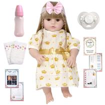 Boneca Reborn Grande Realista Menina 52cm Loira Com Chupeta Boneca Reborn Grande Realista Menina 52cm Loira Com Chupeta