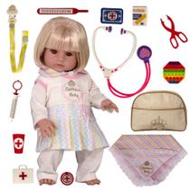 Boneca Reborn Infantil Grande Adora Loira de Silicone Luxo