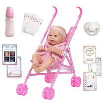 Boneca Reborn Laura Gatinha Princesa Saída de Banho Carrinho Boneca Reborn Laura Gatinha Princesa Saída de Banho Carrinho