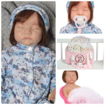 Boneca Reborn Lívia Fio a Fio Princesa Com Bolsa E Itens