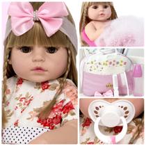 Boneca Reborn Loira 52 cm Baby Alive Menina 20 Itens Bolsa