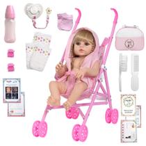 Boneca Reborn Loira Cabelo Longo Linda Com Carrinho Infantil Boneca Reborn Loira Cabelo Longo Linda Com Carrinho Infantil