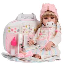 Boneca Reborn Loira Com Bolsa Enxoval Arco Íris Completo Boneca Reborn Loira Com Bolsa Enxoval Arco Íris Completo