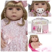 Boneca Reborn Loira Corpo de Silicone Com Bolsa 20 Itens Boneca Reborn Loira Corpo de Silicone Com Bolsa 20 Itens