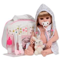 Boneca Reborn Loira Corpo de Vinil Saída de Banho Coelhinho Boneca Reborn Loira Corpo de Vinil Saída de Banho Coelhinho