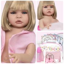 Boneca Reborn Loira Linda Com Bolsa Maternidade Kit 20 Itens