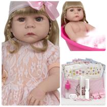 Boneca Reborn Loira Linda Enxoval Completo Pode Dar Banho Boneca Reborn Loira Linda Enxoval Completo Pode Dar Banho