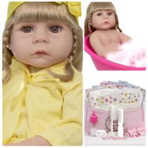 Boneca Reborn Loira Princesa Abigail + Bolsa Acessórios