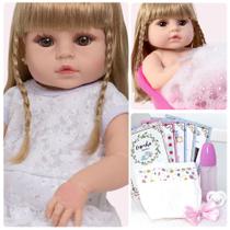 Boneca Reborn Loira Princesa Cabelo Longo Com Chupeta Itens Boneca Reborn Loira Princesa Cabelo Longo Com Chupeta Itens