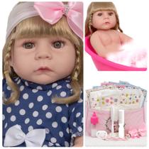 Boneca Reborn Loira Princesa Enxoval Completo 100% Vinil