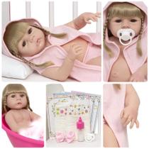 Boneca Reborn Loira Realista Saída de Banho Enxoval 13 Itens Boneca Reborn Loira Realista Saída de Banho Enxoval 13 Itens
