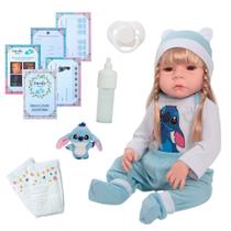 Boneca Reborn Loira Stitch Recém Nascida Pode Dar Banho