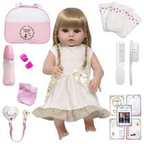 Boneca Reborn Loira Toda de Vinil Pode Dar Banho Acessórios Boneca Reborn Loira Toda de Vinil Pode Dar Banho Acessórios
