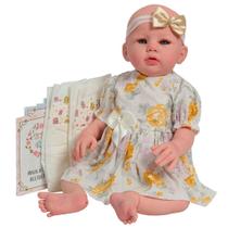 Boneca Reborn Menina Abigail 100% Vinil Vestido Amarelo