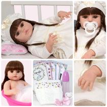 Boneca Reborn Menina Cabelo Castanho 13 Itens Envio Imediato Boneca Reborn Menina Cabelo Castanho 13 Itens Envio Imediato