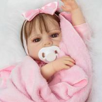 Boneca Reborn Menina Cabelo Castanho Fio a Fio Toma Banho Boneca Reborn Menina Cabelo Castanho Fio a Fio Toma Banho