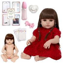 Boneca Reborn Menina Cabelo Longo Com Mamadeira Vários Itens Boneca Reborn Menina Cabelo Longo Com Mamadeira Vários Itens