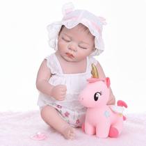 Boneca Reborn Menina Corpo Silicone Olhos Fechados NEW HAPPY