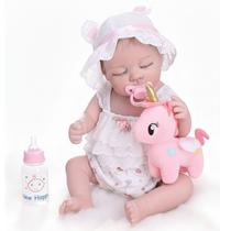 Boneca Reborn Menina Corpo Silicone Olhos Fechados NEW HAPPY