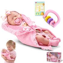 Boneca Reborn Menina Dormindo Chupeta Fofa Chocalho Vinil