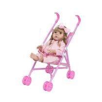 Boneca Reborn Menina Fofa Realista Com Carrinho Infantil