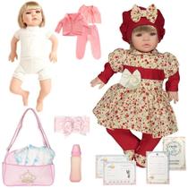 Boneca Reborn Menina Loira Com Bolsa Maternidade + Enxoval