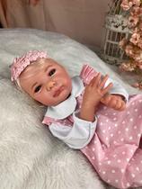 Boneca Reborn Menina Loira Realista Corpo de Pano Enxoval