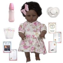 Boneca Reborn Menina Negra 100% Silicone Completa 13 Itens