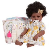 Boneca Reborn Menina Negra Com Vestido Florido 13 Itens Boneca Reborn Menina Negra Com Vestido Florido 13 Itens