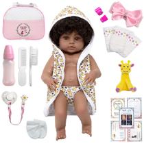 Boneca Reborn Menina Negra Linda Girafa Corpo 100% Vinil