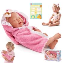 Boneca Reborn Menina Olho Fechado Manta Vinil Fofa Certidao