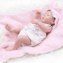 Boneca Reborn Menina Olhos Fechados Corpo Silicone NEW HAPPY