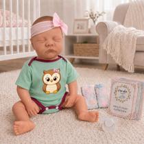Boneca Reborn Menina Realista Com Laço E Roupa Corujinha Boneca Reborn Menina Realista Com Laço E Roupa Corujinha