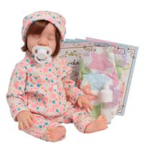 Boneca Reborn Menina Realista Fio a Fio Pijama Florido