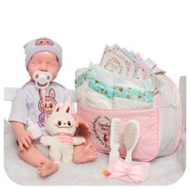 Boneca Reborn Menina Realista Lívia Enxoval Bolsa Acessórios