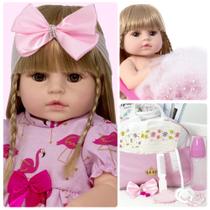 Boneca Reborn Menina Recem Nascida Pode Banho 20 Acessórios Boneca Reborn Menina Recem Nascida Pode Banho 20 Acessórios