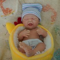 Boneca Reborn Miaio 18cm - Silicone Realista com Acessórios para Menino