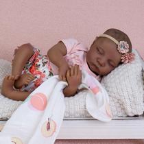 Boneca Reborn Milidool - Menina Negra 45cm - Dormindo com Acessórios