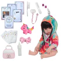 Boneca Reborn Morena 100% Silicone Com Bolsa Kit Itens