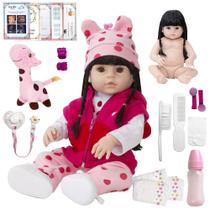 Boneca Reborn Morena de Silicone Realista Girafa Pode Molhar Boneca Reborn Morena de Silicone Realista Girafa Pode Molhar