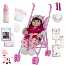 Boneca Reborn Morena Girafinha Grande Enxoval Com Carrinho Boneca Reborn Morena Girafinha Grande Enxoval Com Carrinho