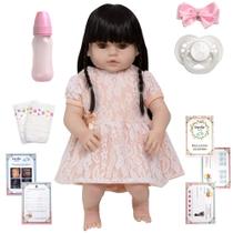 Boneca Reborn Morena Grande Vestido Salmão Vários Acessórios Boneca Reborn Morena Grande Vestido Salmão Vários Acessórios