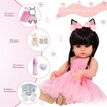 Boneca Reborn Morena Linda Coelhinha Fala e Chora 14 Itens