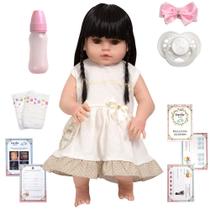 Boneca Reborn Morena Olho Castanho 46cm Completa + Itens Boneca Reborn Morena Olho Castanho 46cm Completa + Itens