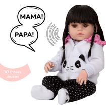 Boneca Reborn Morena Pandinha Linda 13 Itens Fala 30 Frases