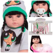Boneca Reborn Morena Princesa 46cm Docinho Com Kit Itens
