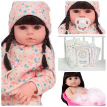 Boneca Reborn Morena Princesa 46cm Silicone Pode Dar Banho Boneca Reborn Morena Princesa 46cm Silicone Pode Dar Banho
