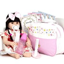 Boneca Reborn Morena Realista + 20 Itens Bolsa Maternidade Boneca Reborn Morena Realista + 20 Itens Bolsa Maternidade
