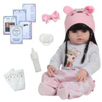 Boneca Reborn Morena Realista 46cm Corpo 100% Vinil e Itens - Cegonha Reborn Dolls