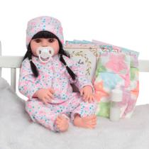 Boneca Reborn Morena Realista De Silicone Pijama Flamingo Boneca Reborn Morena Realista De Silicone Pijama Flamingo